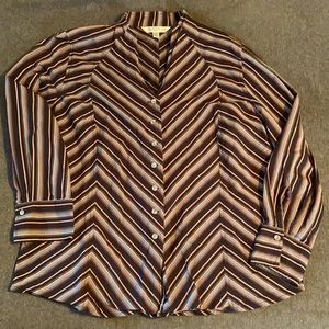 18W striped long sleeve button up shirt